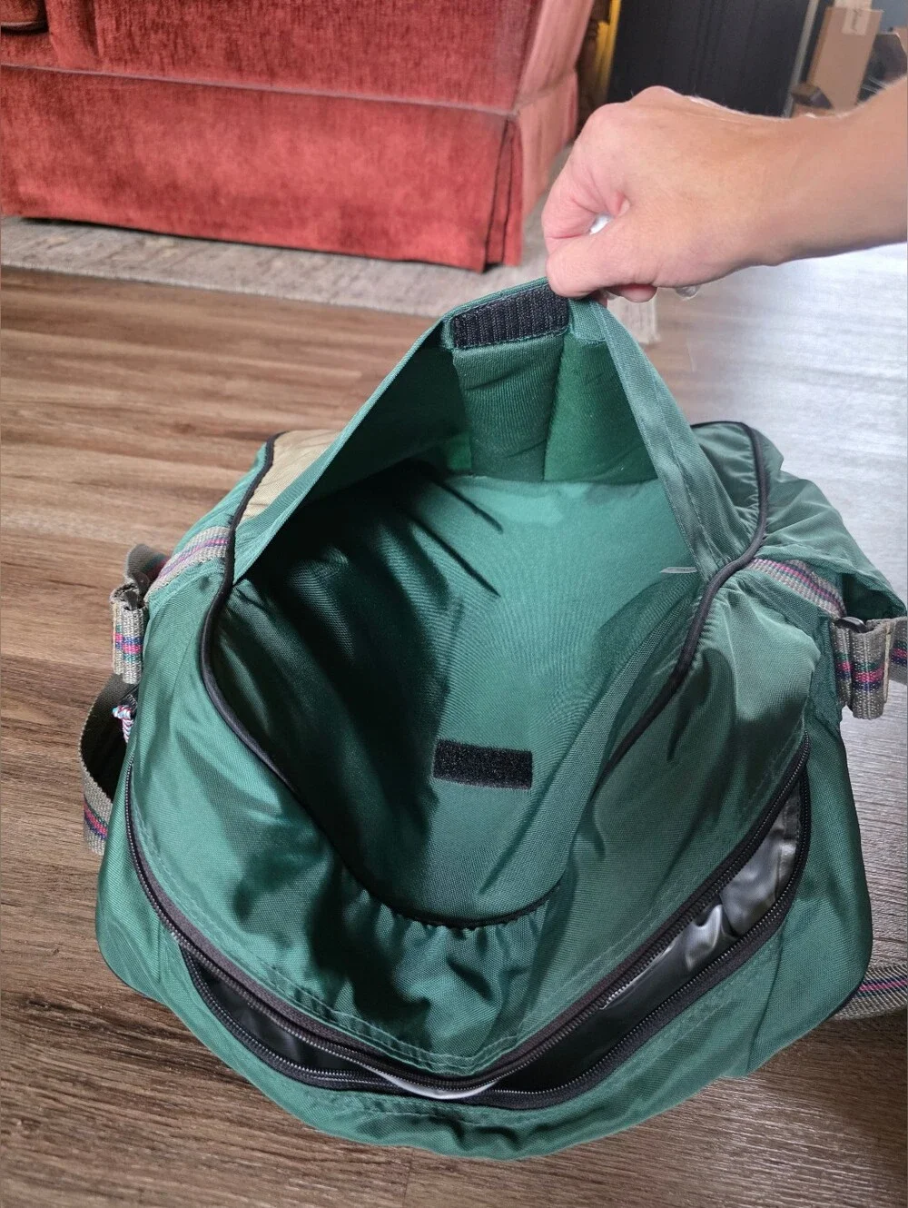 Coleman Green Messenger Bag with Tan Accent